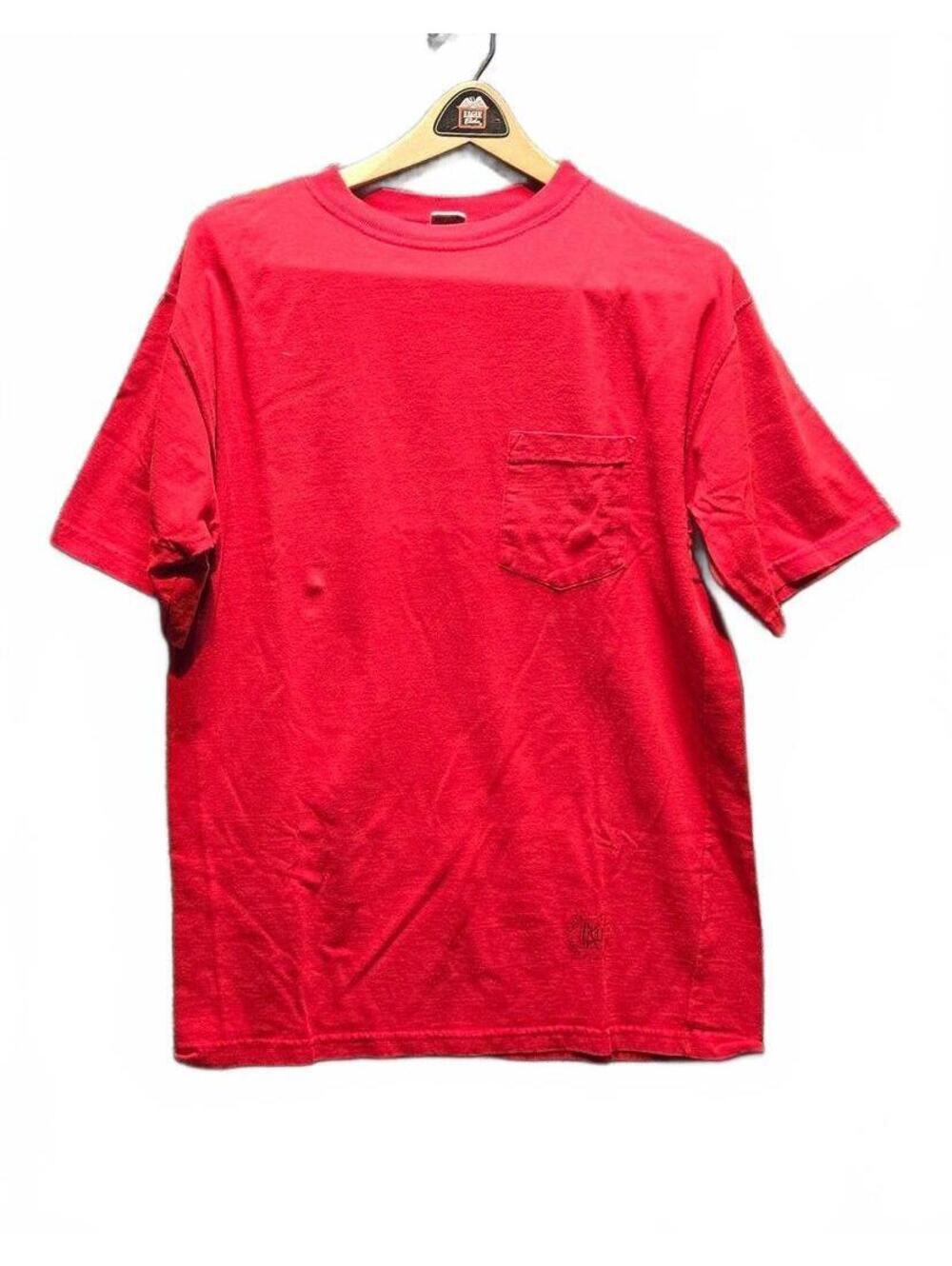 Vintage Calvin Klein Men's Red Pocket T-Shirt Crewneck Hem Logo Xl